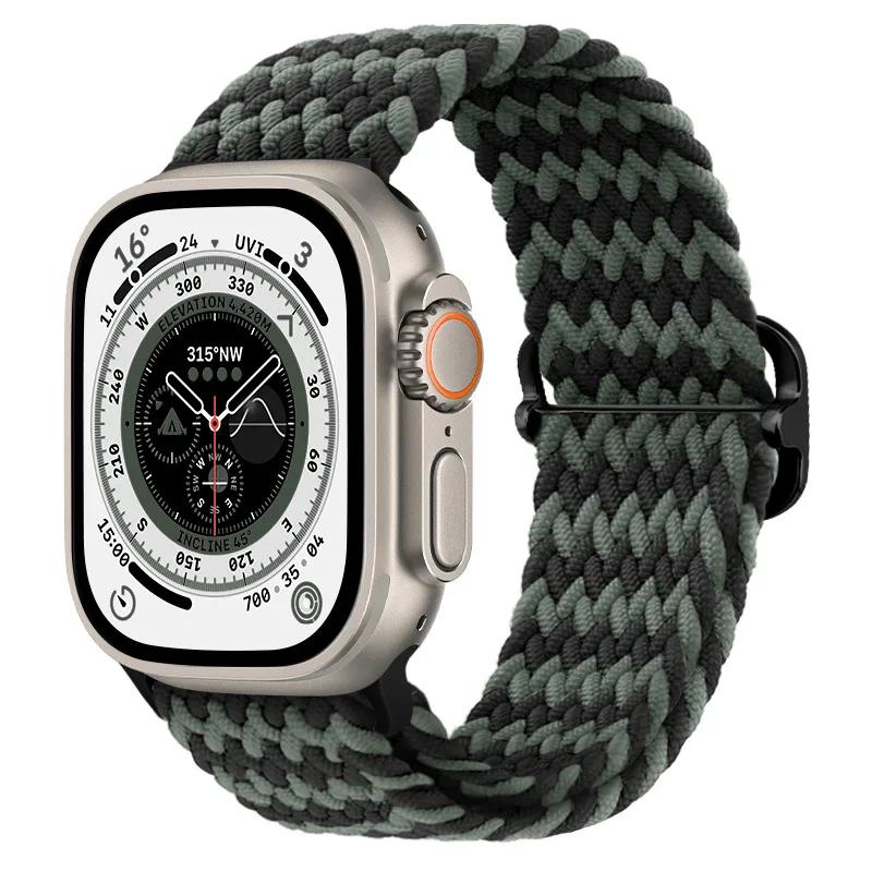 Нейлоновый ремешок для Apple Watch Band 10 9 8 7 45мм 41мм 42мм 46мм Ultra 49мм Дышащий Регулируемый Браслет iWatch 6 5 4 SE2 Пояс