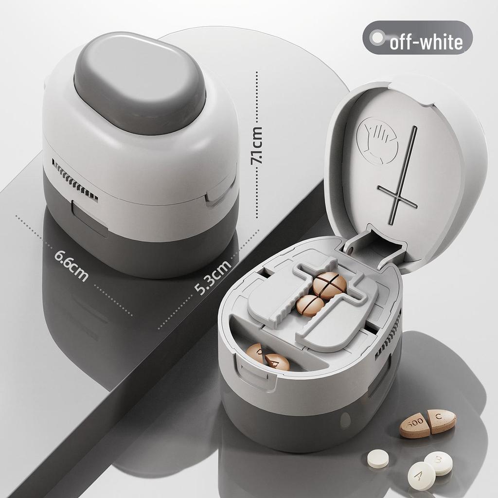 Portable Multi-functional Pill Cutter & Dispenser: 4-in-1 Medicine Storage and Splitter Tool
