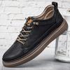 Fashion Italian Casual Shoes Men's Lace Up Oxford Shoes Genuine Leather Thick Bottom Outdoor Walking Shoes Black Office Men Dress Shoes