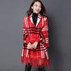 Зимнее пальто женское вязаный свитер осенний наряд шаль шарф женский двойного назначения двухсторонние рукава теплый клетчатый трикотажный плащ
