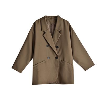 Весенне-осенний модный дизайн, женские свободные куртки и пальто, двубортный женский черный пиджак с длинными рукавами