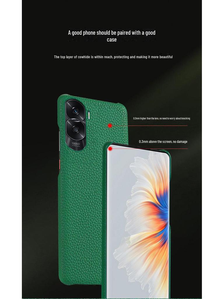 Защитный чехол из натуральной кожи для Honor X20/X20SE/X10Max с узором под коровью кожу личи.