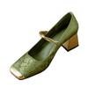 Women's Retro Medium Heeled Women's Fashionable and Versatile Soft and Comfortable Ballet Shoes
