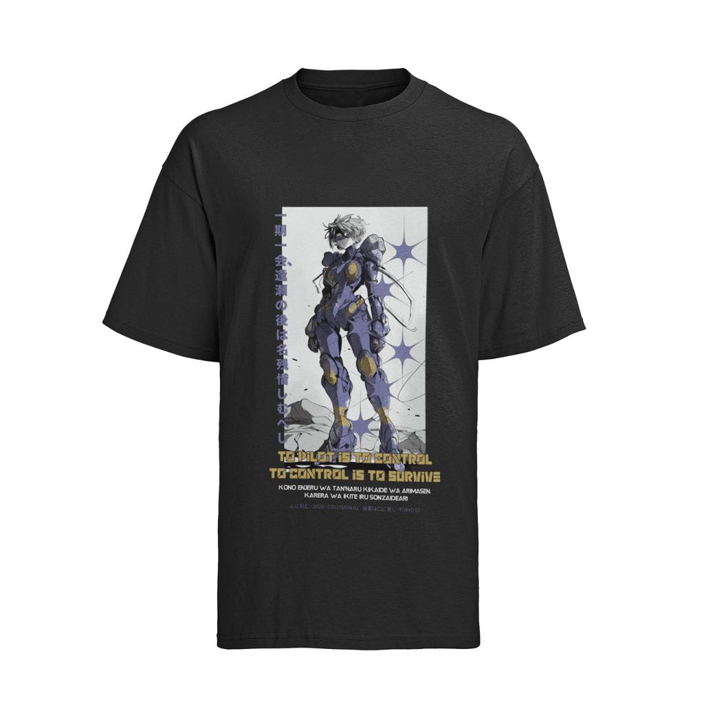 Herren T-Shirt Mens Womens Tees Top Bio Baumwolle Anime Cyper Warrior Manga Nerd Style