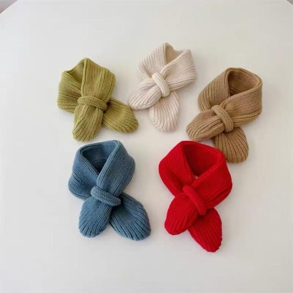 New Windproof Neck Warmer Coldproof Solid Color Knitted Scarf Warm Knitted Scarves Bib Gift