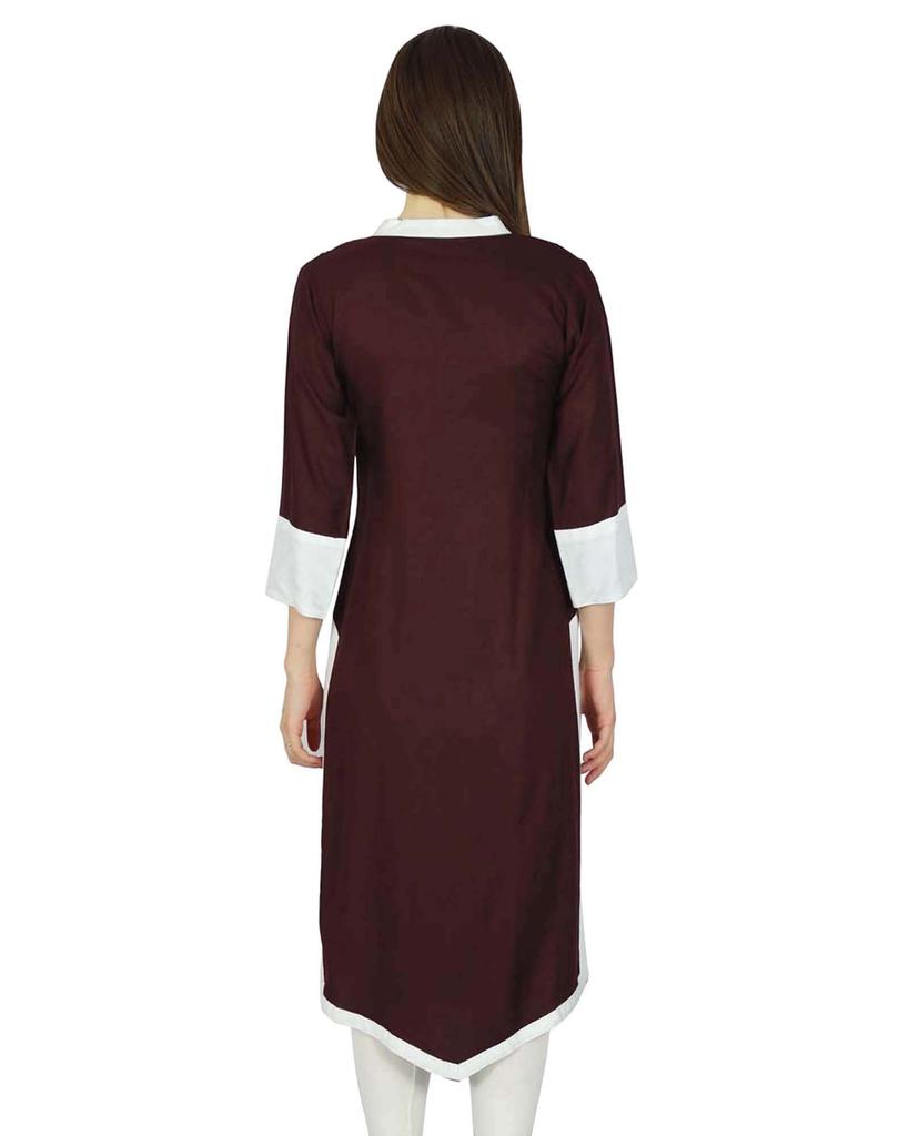Phagun Дизайнерская индийская искусственная кожа красная однотонная повседневная курта женская курти топ туника