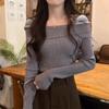 Women's French Style Irregular Knitted Long-Sleeve Top