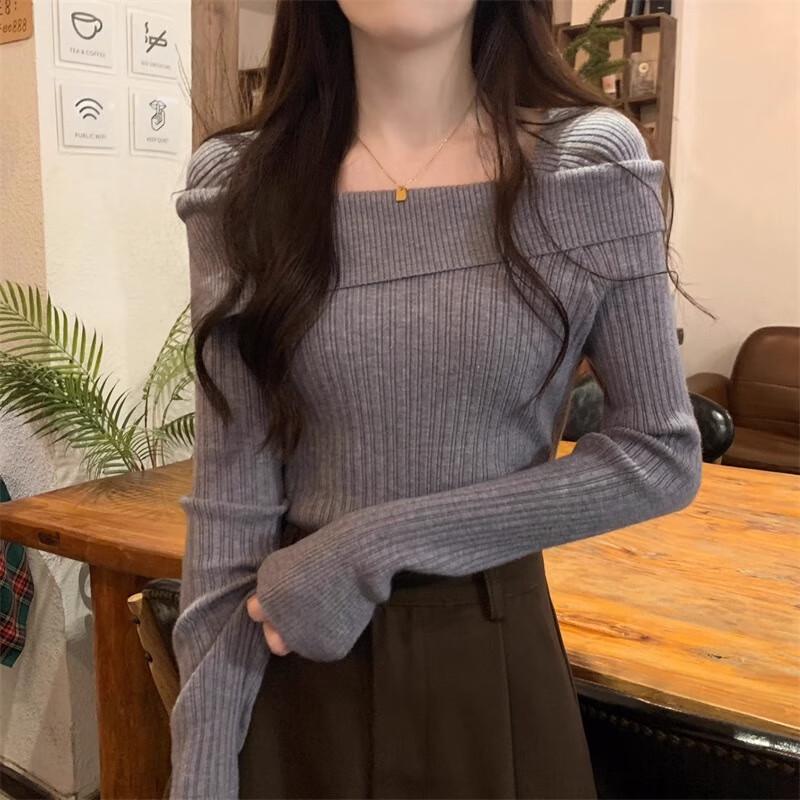 Women's French Style Irregular Knitted Long-Sleeve Top