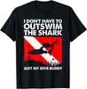 Футболка унисекс с забавным дизайном для подводного плавания Shark Diving Buddy