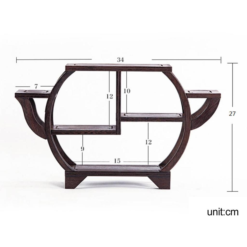 Wooden Display Stand Figurines Display Rack Decorative Teapot Stand Showcase for Antique Store Home Table Bookcase Office Decors
