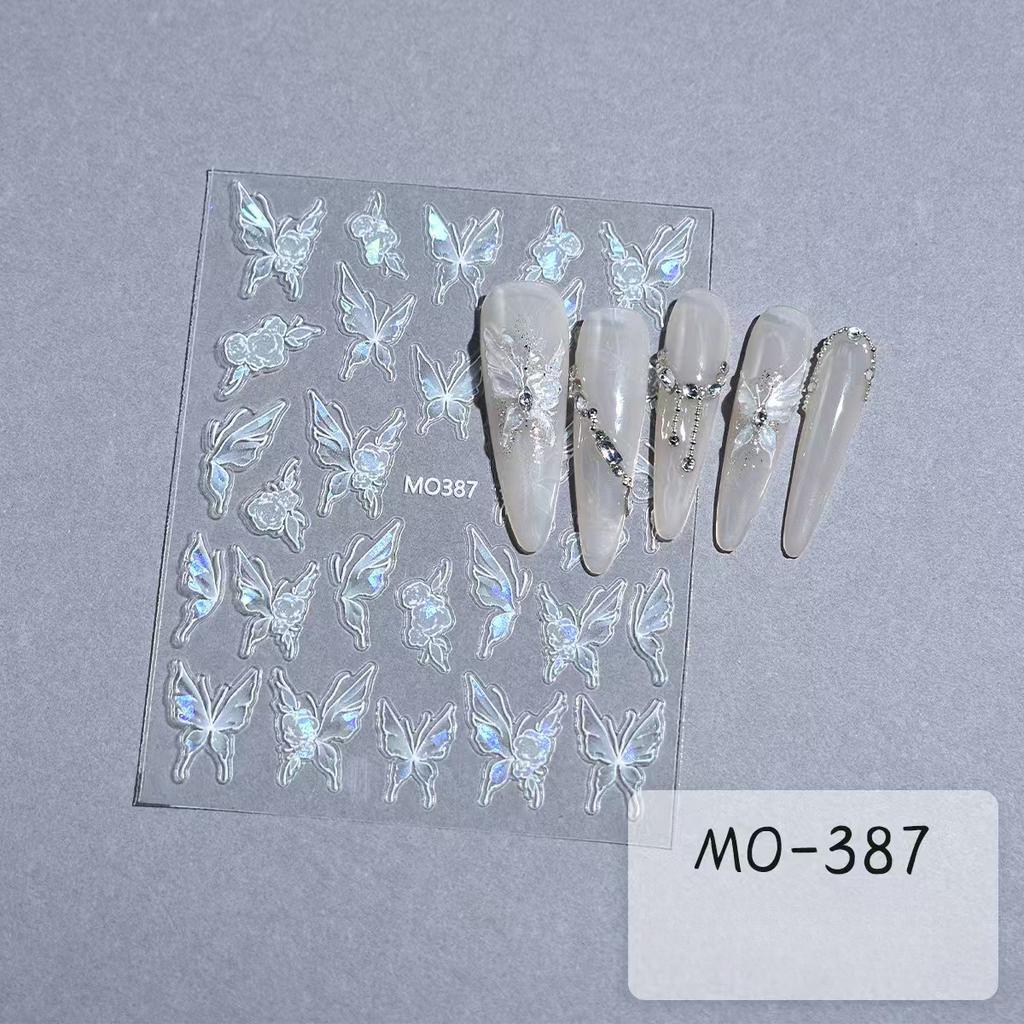 Watercolor Butterfly Nail Art Sticker Magic Stained Glass Light Butterfly Relief Three-dimensional Shell Light Butterfly Nail Applique Ornament