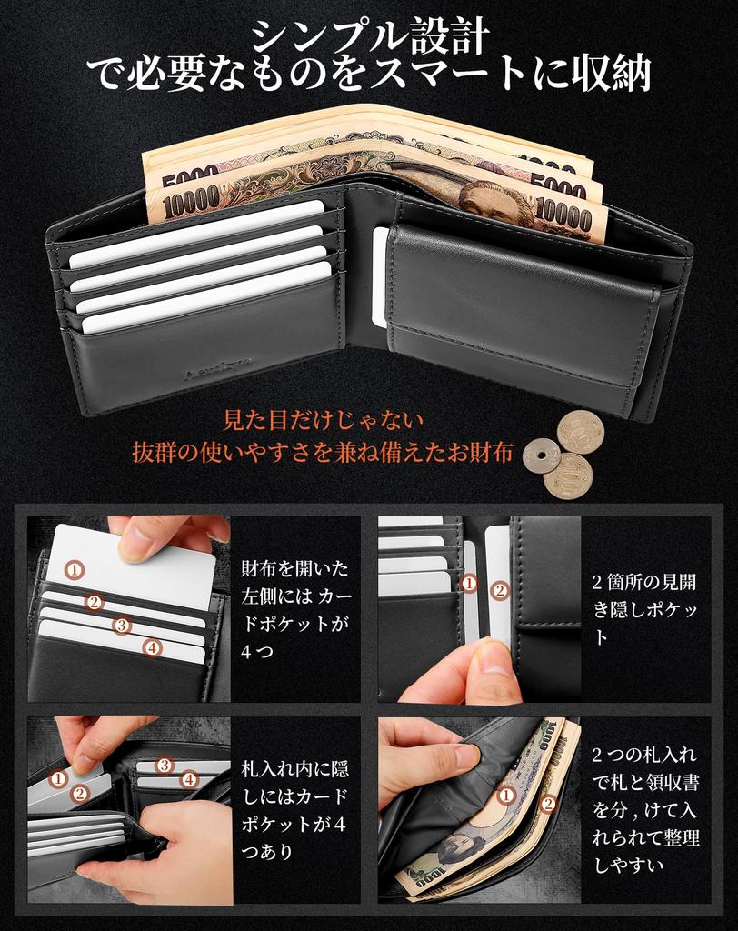 Кожаный бифолд Aerokyo Tochigi Вмещает 10 карт Защита от RFID Изготовлен по технологии Top Slim и идеально подходит для бизнеса и повседневной жизни Прекрасный подарок для