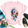 Women Black T Shirt Watercolor Dreamcatcher Printed Tops Tee Female Casual Tops Ladies Fashion T-shirt Woman Tops Tee Clothe