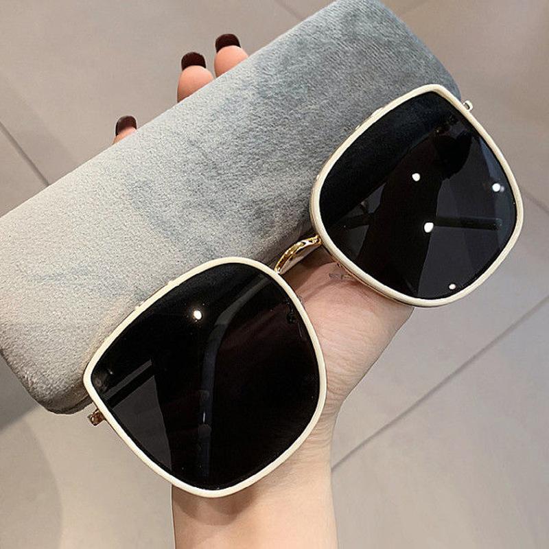 New White Concave Sunglasses Large Frame Big Face Square Sunglasses Women's Net Red Retro Korean Fashion