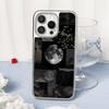 Moon Fashion art pattern design ins Phone Case for iPhone 16 15 14 13 12 11 Pro Max Sheepskin Silver-edged protective case