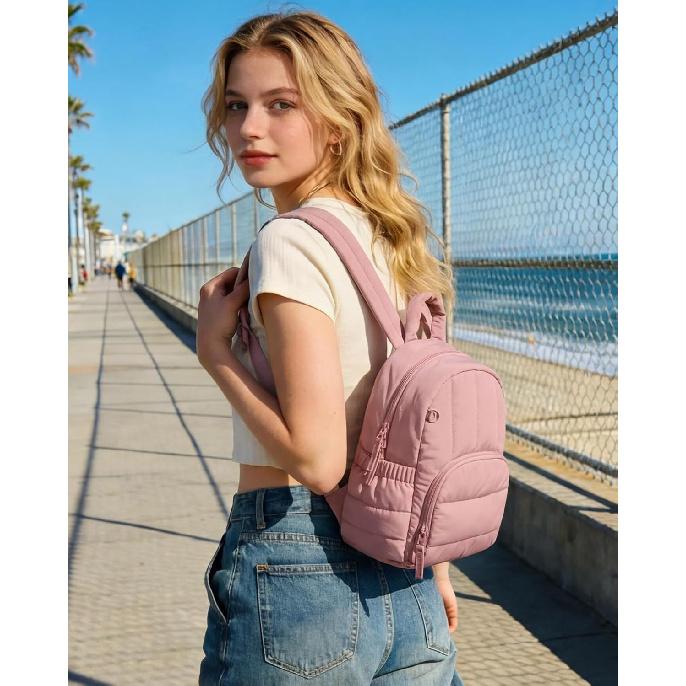 BAGSMART Mini Backpack for Women, Lightweight Puffer Backpack Purse, Quilted Casual Daypack, Water-Resistant Bookbag