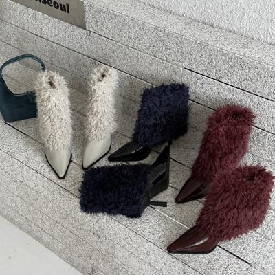 2025 новые осенние ботинки женская мода темперамент европейский и американский стиль острый носок женские ботинки тонкий каблук средний каблук волосатые короткие ботинки женские