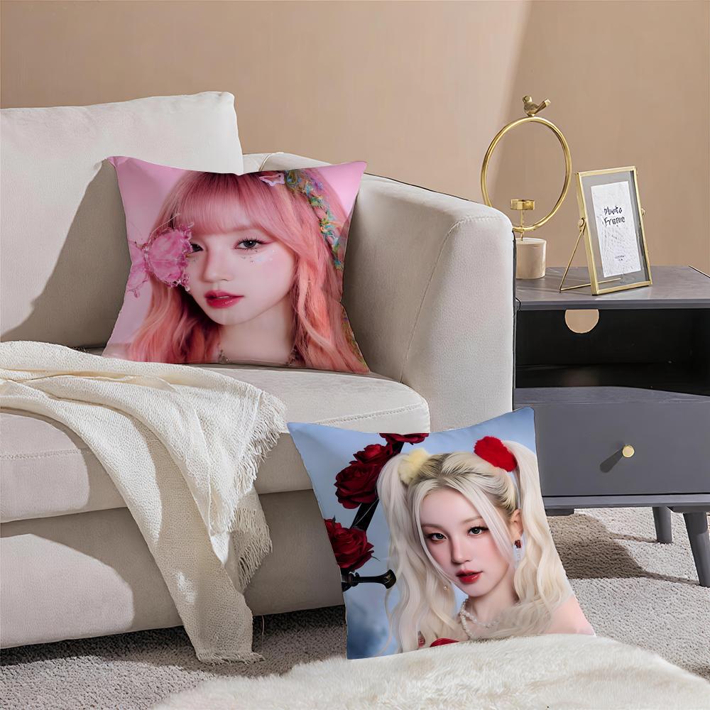 Quirky Korean Beautiful Singer SSong Yuqi Cushion Cover Throw Pillow Cover Hidden Button Durable Polyester Chair Cushion