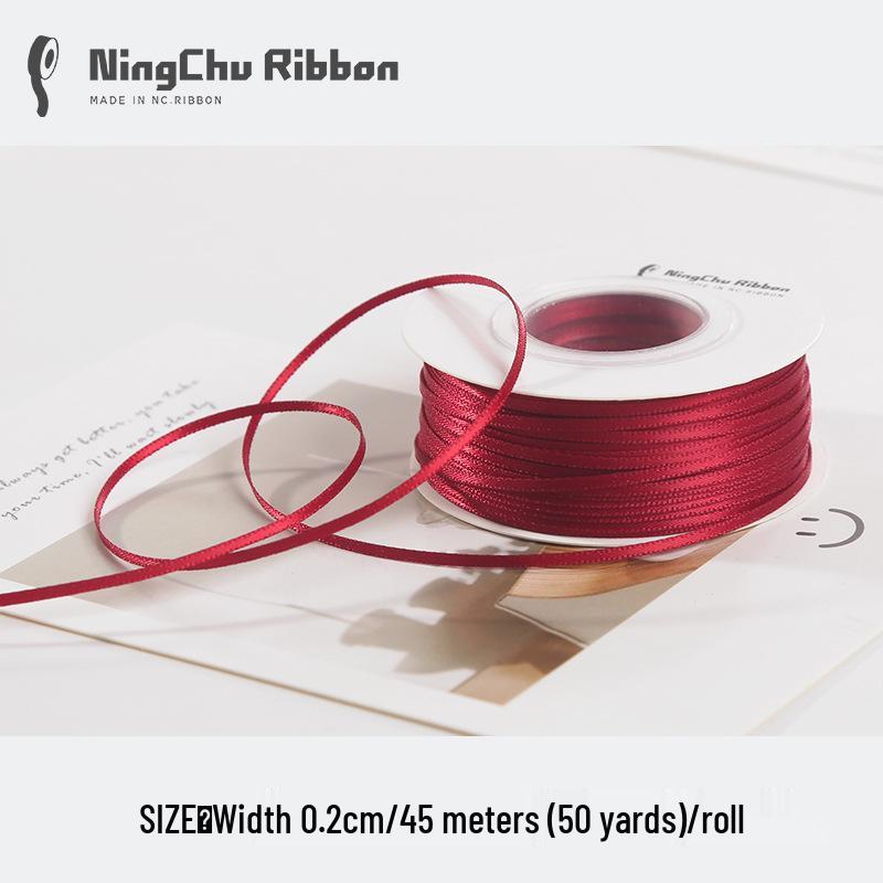 Двусторонняя атласная лента 2 мм для закладки, свадебных бантов и подарочной упаковки