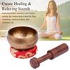 Tibetan Singing Bowl Set with 8cm/3inch Handmade Metal Sound Bowl & Soft Cushion & Wooden