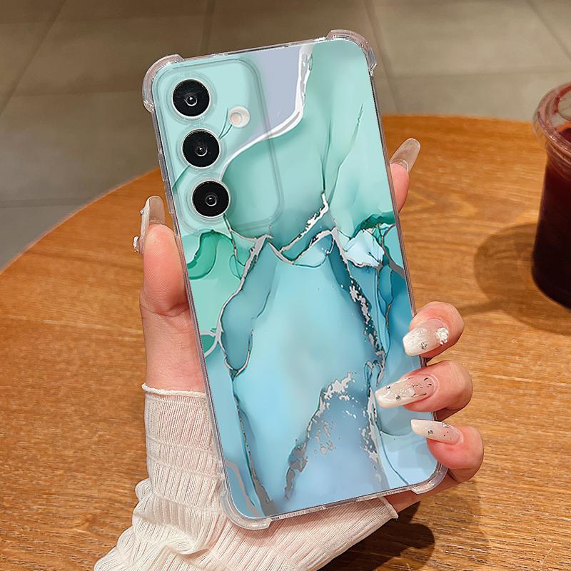 Чехол для телефона с узором под песчаник и мрамор для Samsung Galaxy S26 S25 S24 S23 Ultra S22 Plus S21 S24 S25 FE Прозрачный Ударопрочный Мягкий Чехол