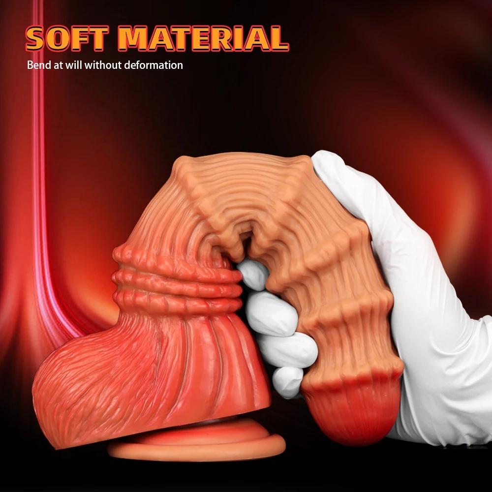 Огромный конский фаллоимитатор, бамбуковый градиентный конский пенис, может страпон, фаллоимитатор в виде животного, женщина-гей, мастурбация, секс-игрушки для анального расширителя, анальная пробка