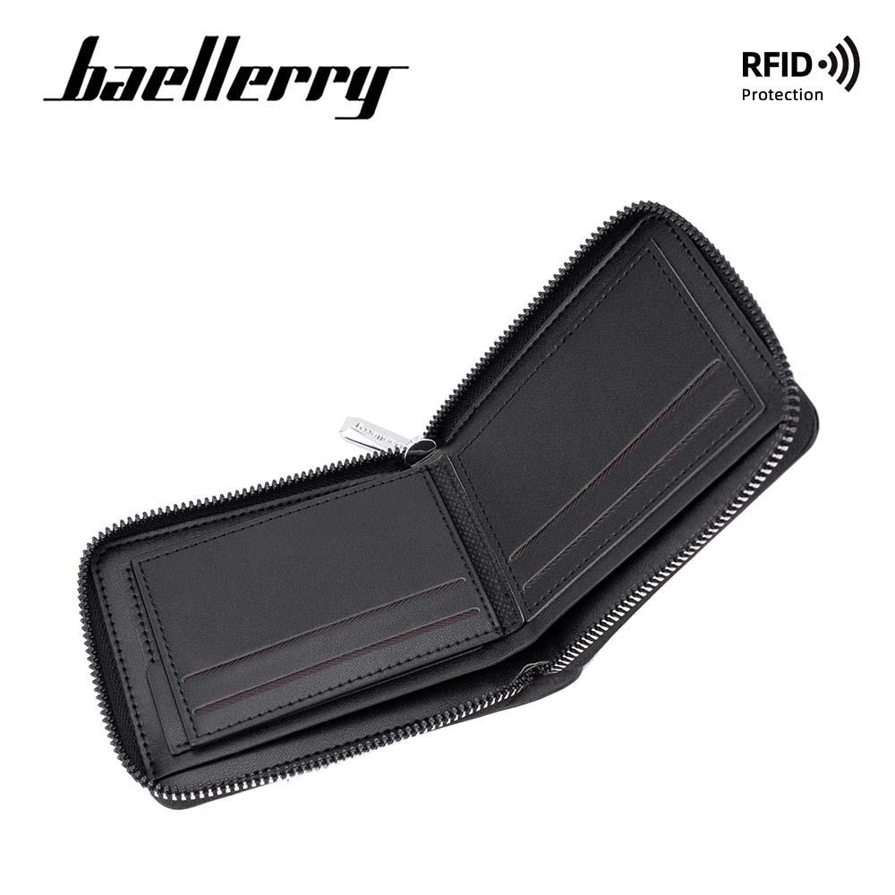 Мужской кошелек Baellerry в европейском и американском стиле с RFID-меткой, винтажный, с цветными блоками, держатель для карт, на молнии, кошелек для монет, короткий кошелек в стиле пэчворк