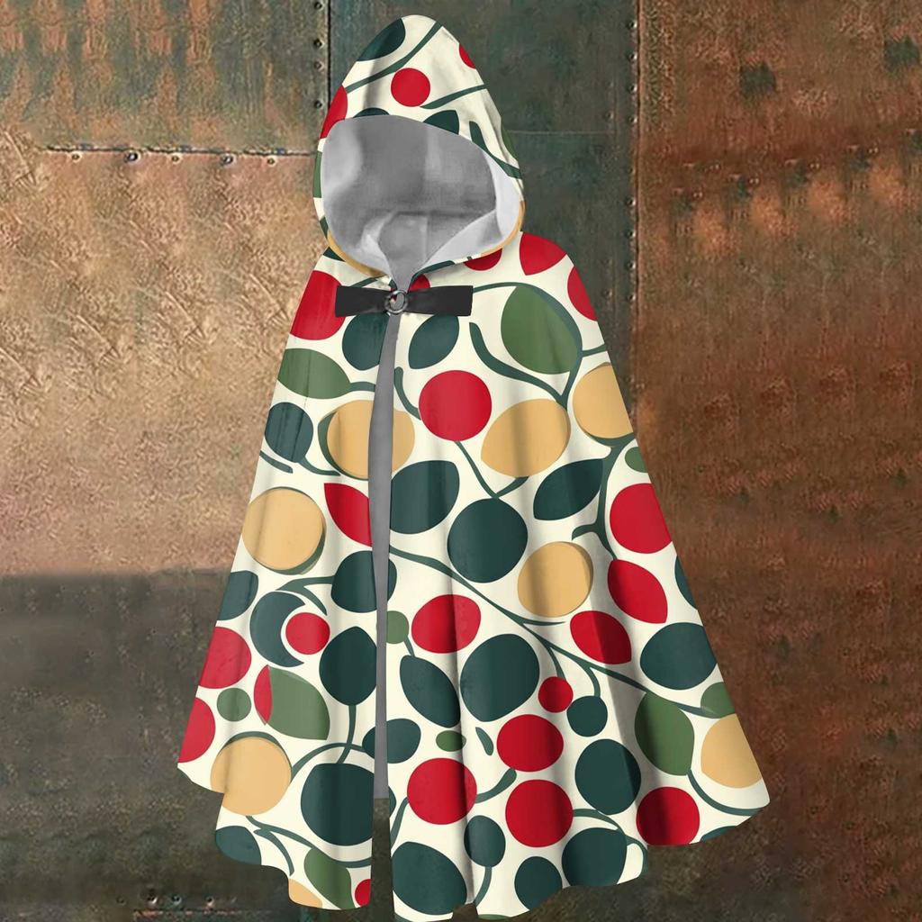 Christmas Print - Unisex Retro Vertical Cape Long Hooded Cape