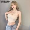 Pure Desire To Expose The Navel Top Sweet Inner Fit Hanging Neck Vest with Design Sense Outer Wear Suspender Super Short Sexy Top