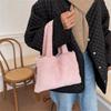 Soft Shoulder Bag Plush Shopper Bag Solid Color Hand Bag Women