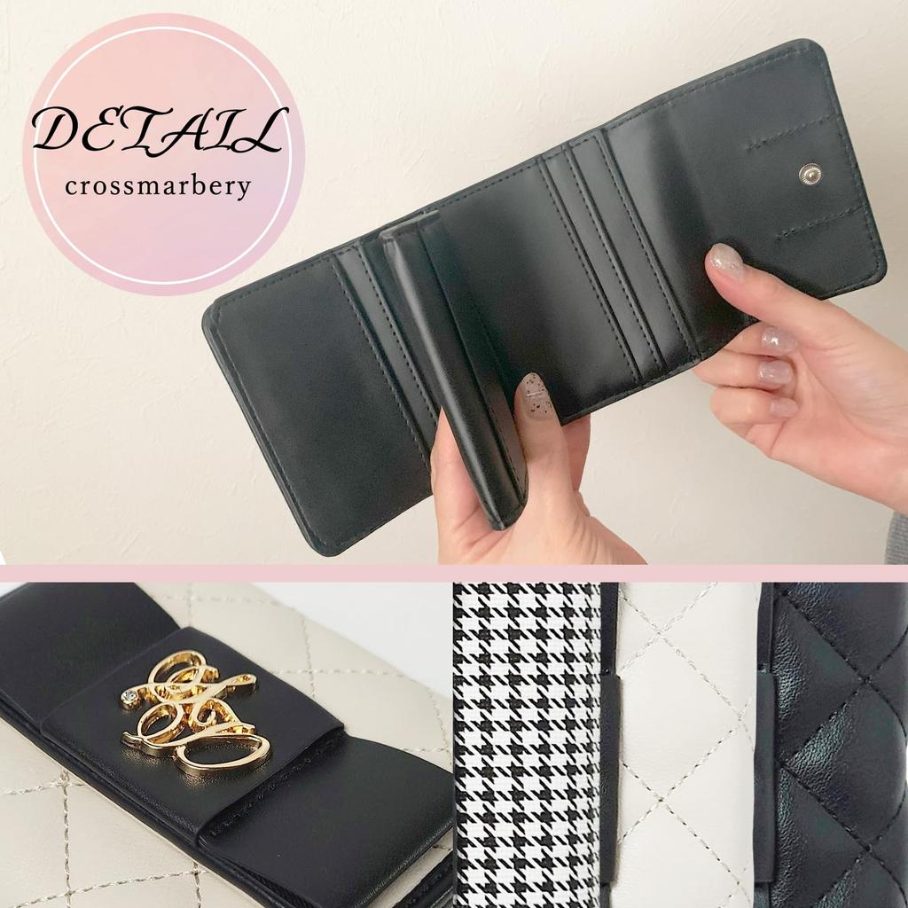 Mini Coin Easy To Take Out Palm Everyday Mass Mine R72 Ivory [Cross Marberry] Wallet, Women's, Ribbon, Cute, Quilted, Tri-fold Wallet, Stylish, Purse,