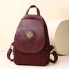 Solid Color Luxury Women Leather Backpacks For Girls Casual Daypack Black Vintage Backpack School Bags For Students