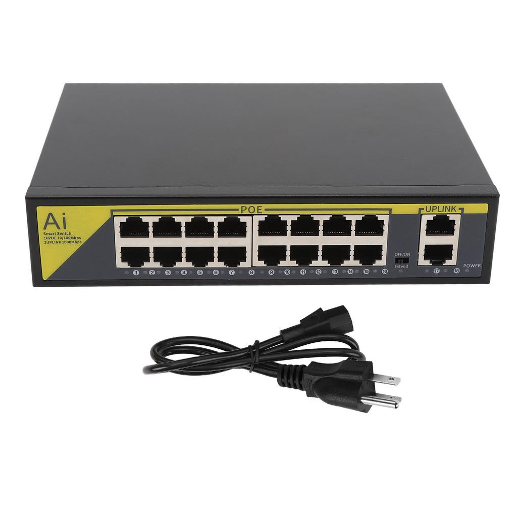 18 Port POE Switch Network Monitoring Excellent Heat Dissipation Noiseless Metal Shell Gigabit