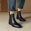 Мода 2025 Новые Осенние Женские Ботинки из Натуральной Кожи с Круглым Носком и Массивным Каблуком Женские Лаконичные Ботильоны Зимние Ботинки Ботинки Челси