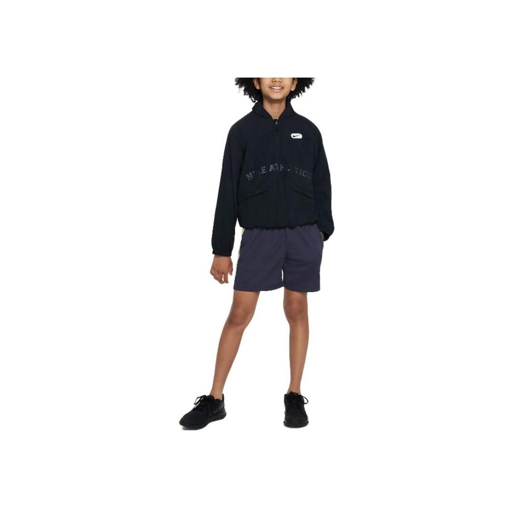 Nike Детские шорты с высокой талией и логотипом, карманами, полосками, детские плавки, темно-синие DX5361-015