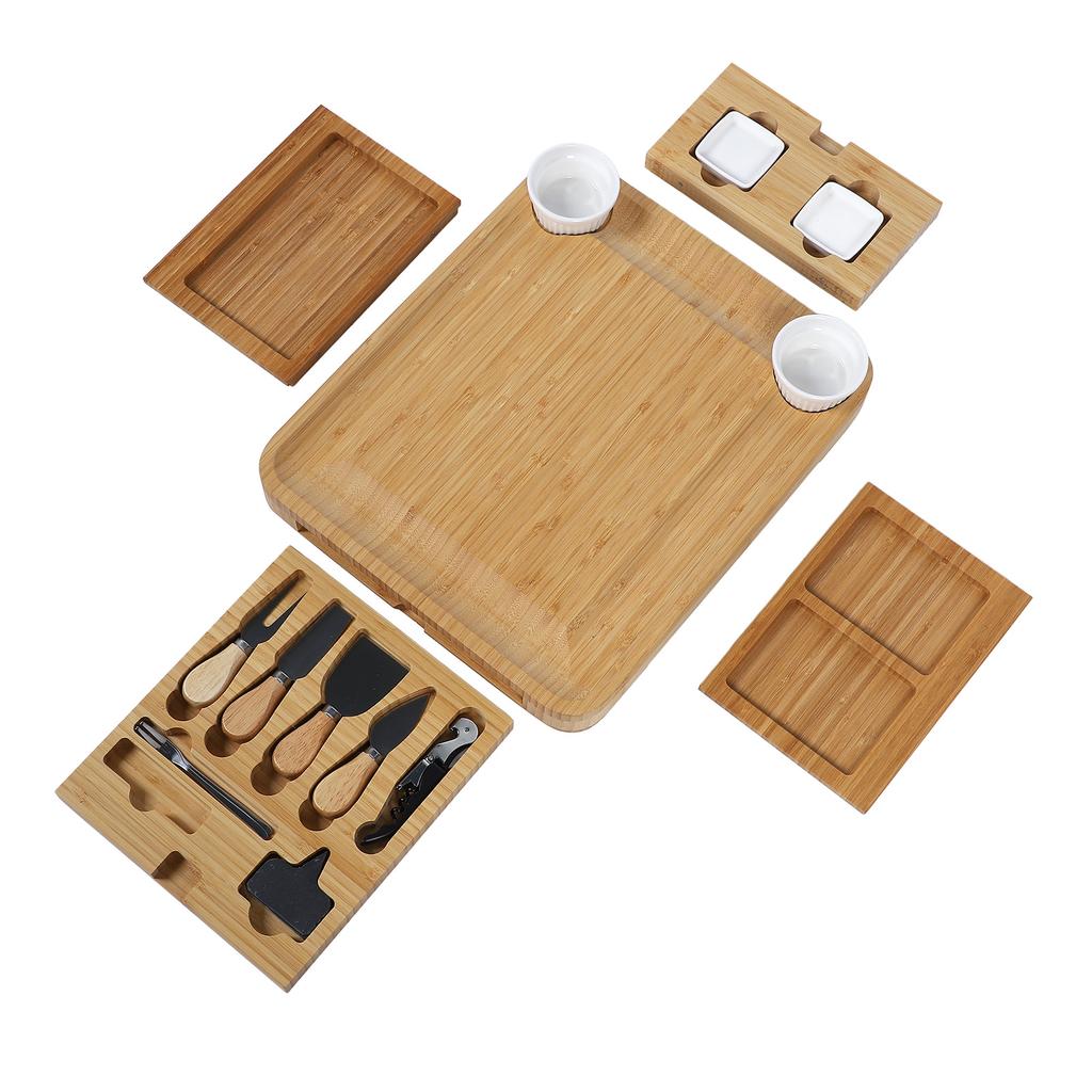 Набор досок для подачи колбасных изделий Bambusoideae, сервировочное блюдо, поднос для сыра с 4 ящиками для дня рождения, свадьбы
