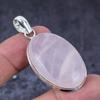 Rose Quartz Handmade Ethnic 925 Sterling Silver Jewelry Pendant 2.09" M3d35