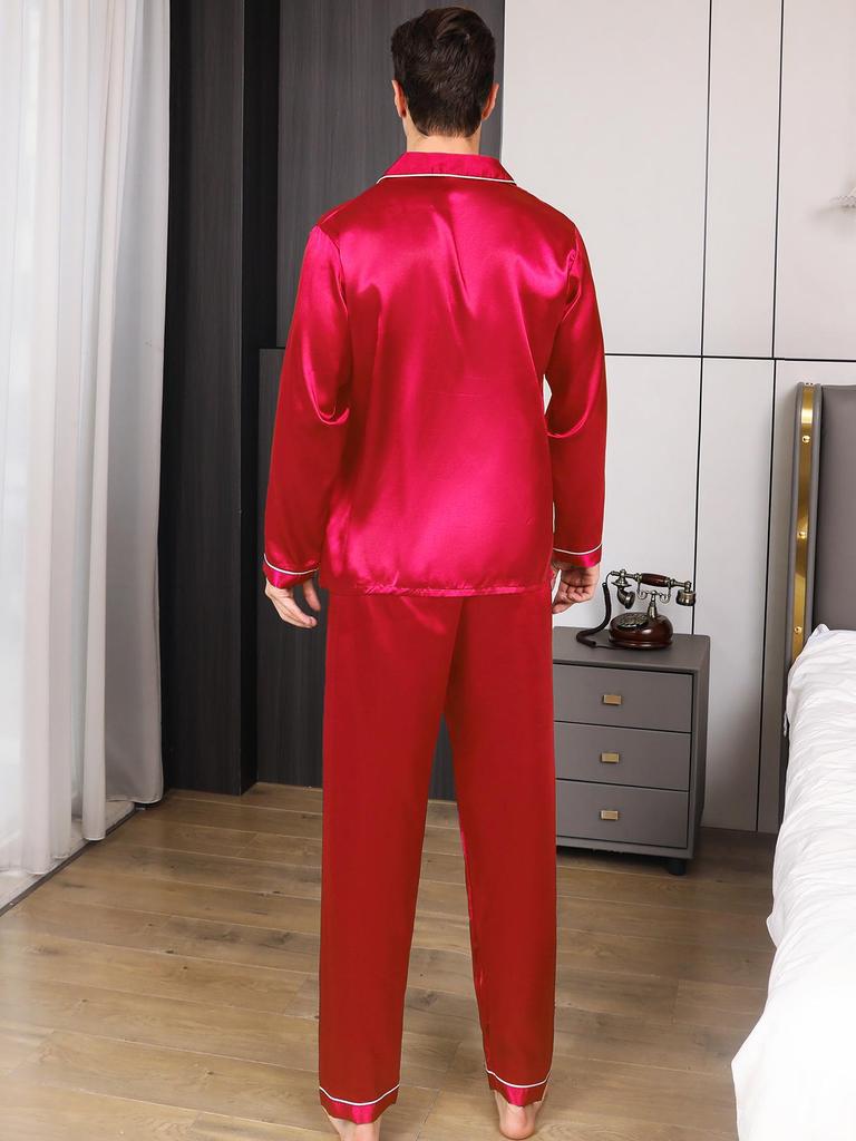 Moolmeyno Мужская пижама Ice Silk с длинными рукавами и брюками