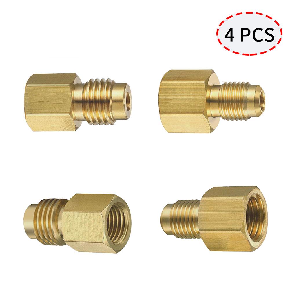 4PCS R134A Brass Refrigerant Tank Adapter To R12 Fitting AdapterValve Core Vacuum Pump Adapter Air Conditioning Tools