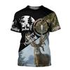 Deer 3D Printed Short Sleeved T-shirt Summer Breathable Polyester Simple Round Neck Top