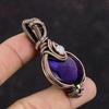 Подвеска из фиолетового огненного лабрадорита, подвеска из медной проволоки, ювелирное изделие ручной работы из меди, подвеска из радужного лунного камня, драгоценный камень, подарок для мамы