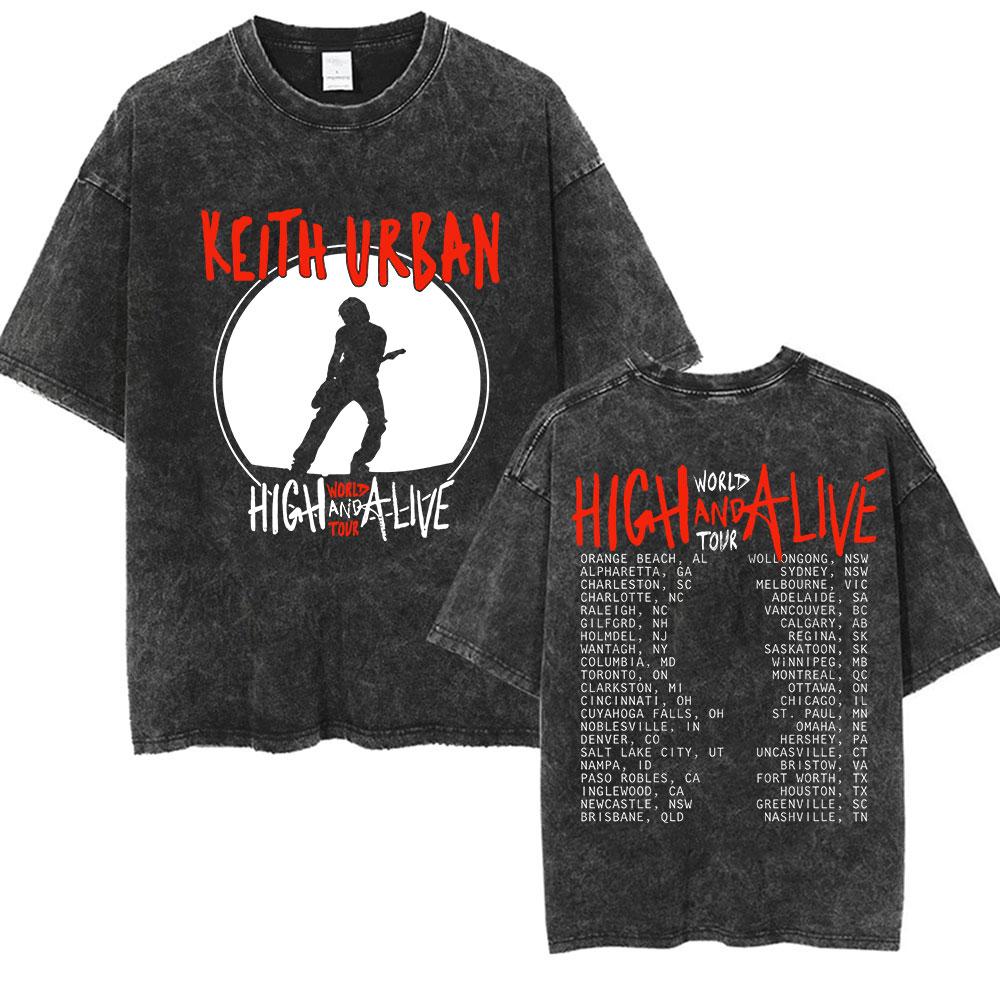 Singer Keith Urban Album Vintage Washed T Shirt Mens Gothic High Quality Fashion Tshirts Unisex Hip Hop Clothing Tshirt