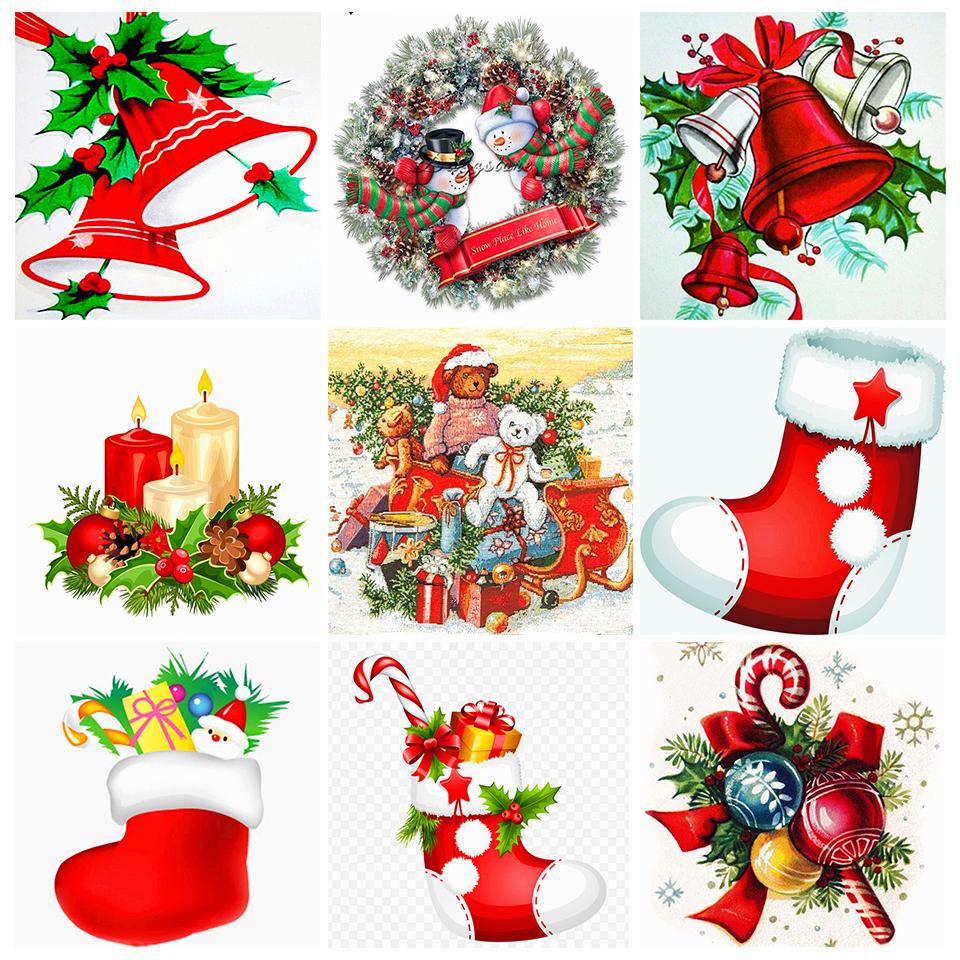 5D DIY Diamond Painting Christmas Round Diamond Kit Painting Embroidery Mosaic Cross Stitch Wall Sticker Gift Home Decoration