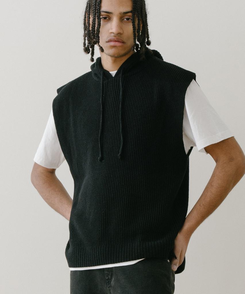 VASTIC Knit Hoodie Vest_Black