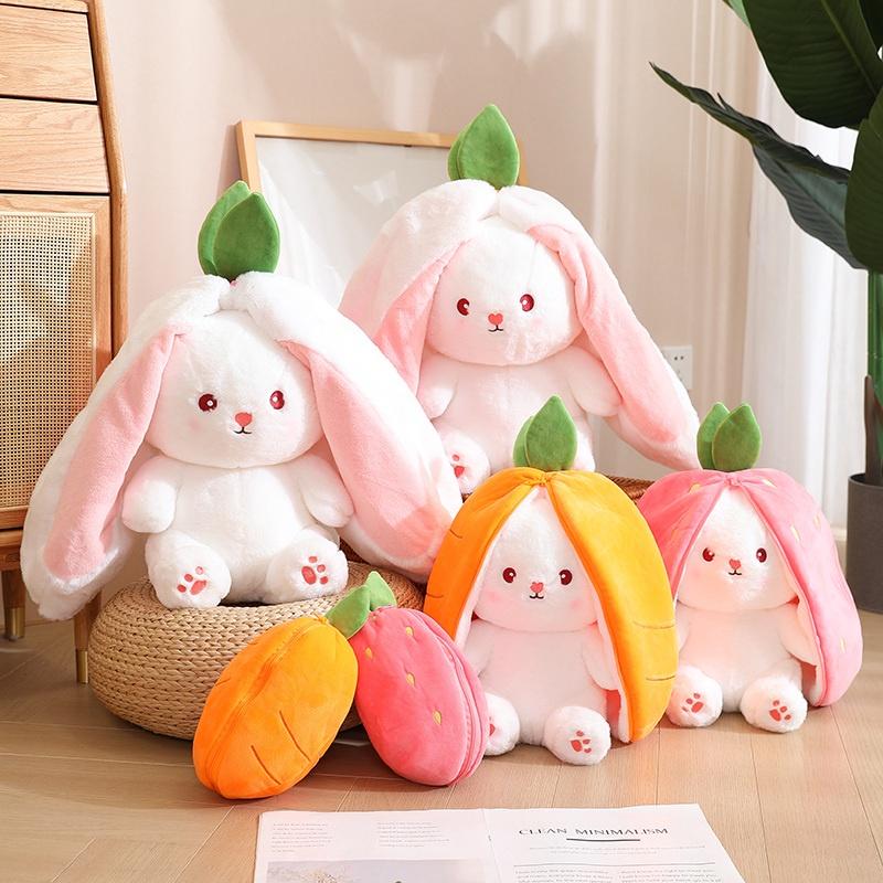Fruit Shapeshifting Rabbit Plush Toy Stuffed Action Dolls Kids Pillow Throw