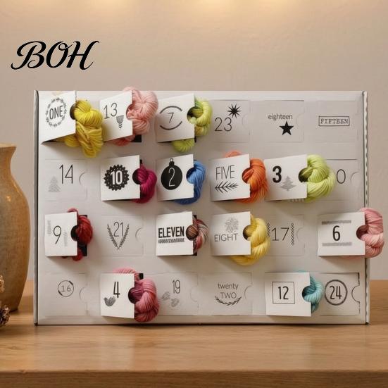 DIY Craft Supplies for Christmas Yarn Advent Calendar, 24 Days Countdown Calendar with Multi Handmade Holiday Decoration Kit Color Chenille Yarn, Gift