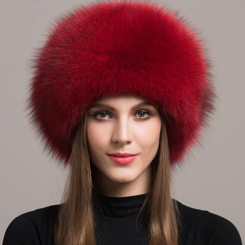 Fox Fur Hat Women Cap Thick Fur Cap Winter Warm Hat Female Fashion For Women Hat With Earmuffs Hat