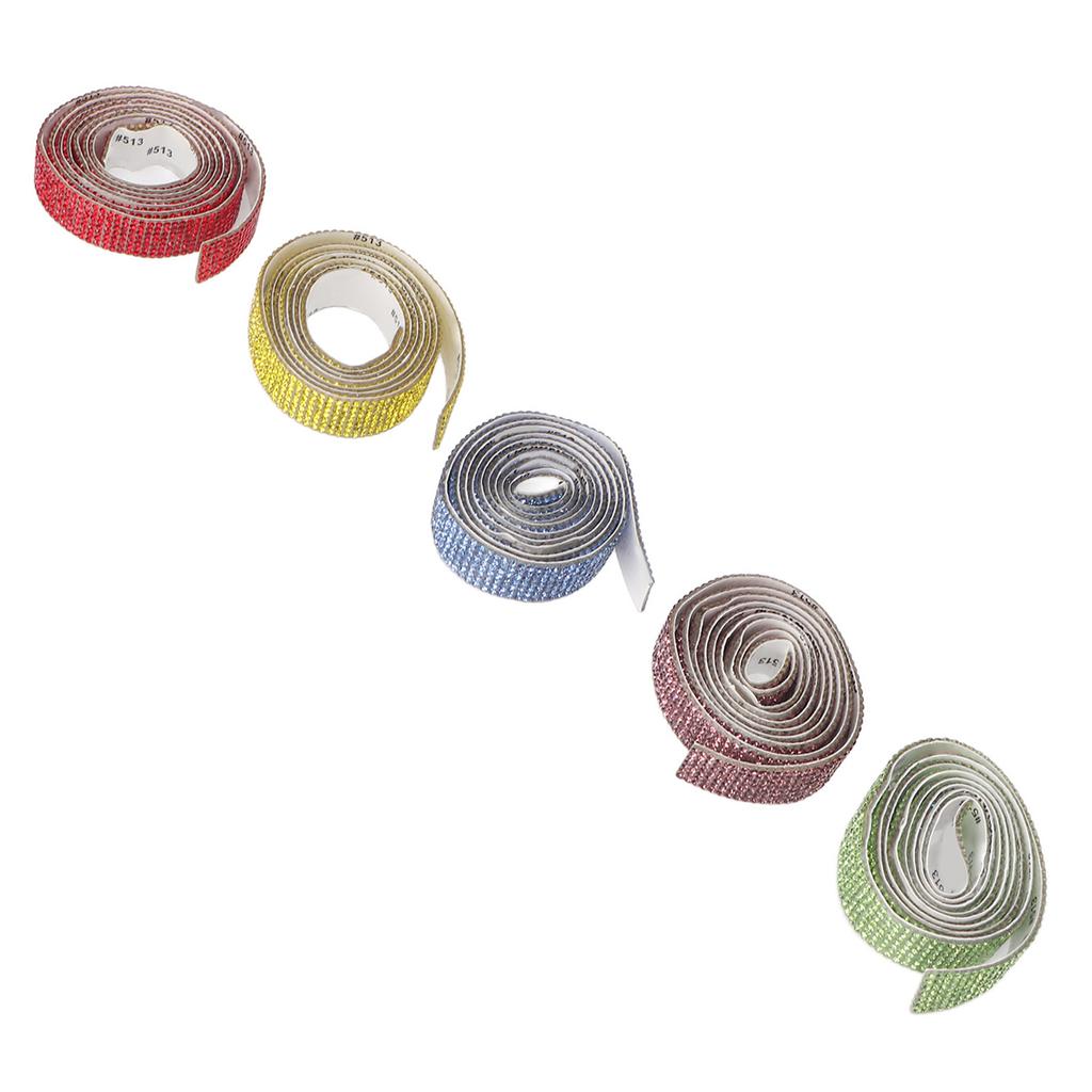 7 Row 5 Yard Self Adhesive Rhinestone Strip Rhinestone Ribbon Trim Band for DIY Decoration 1.5cm Width