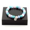 Stones and Minerals. Rose Quartz + Aquamarine + Turquoise 8 Mm Pearl Bracelet. Made In France.