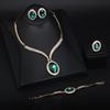 Rhinestone Crystal Big Gem Necklace Earrings Ring Bracelet Four-Piece Women'S Accessories